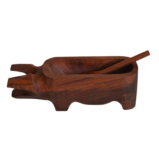 Chancho madera para pebre 20x6x5 cm con cuchara 11 cm raulí