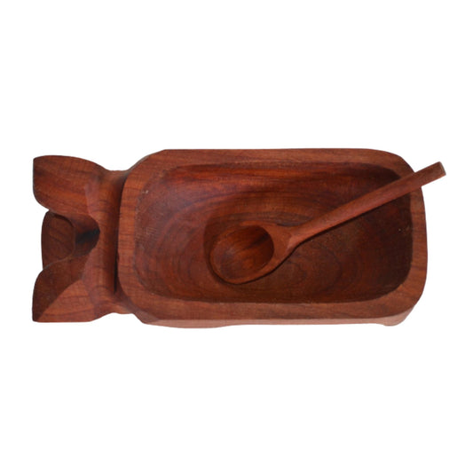 Chancho madera para pebre 20x8,5x5,5 cm con cuchara 11 cm raulí
