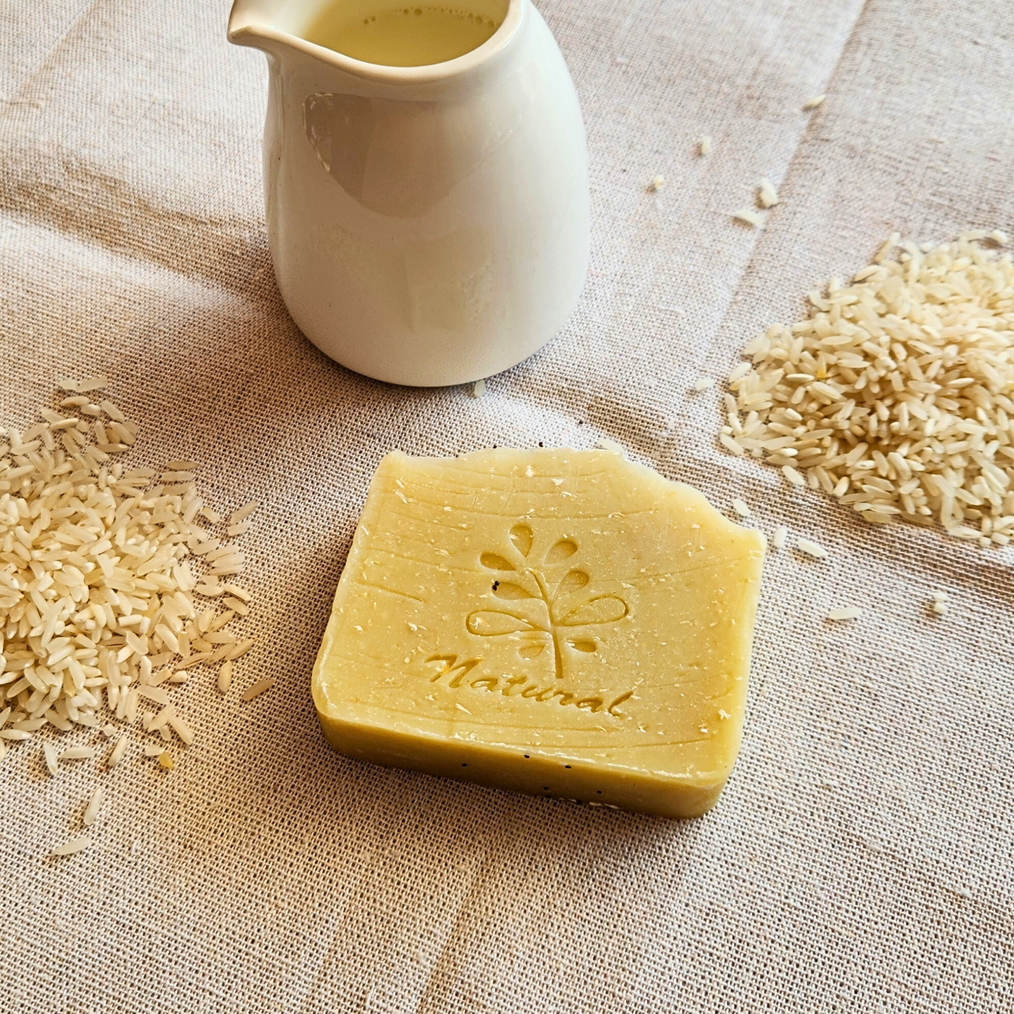 Jabón Artesanal Leche de Arroz y Coco Todo tipo de Pieles