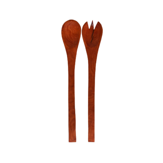 Set Cuchara y Tenedor Madera Raulí Rojo 40 cm